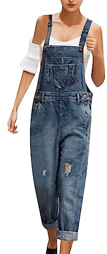 RuFengz Latzhose Damen Arbeitshose Jeans Lang Arbeitslatzhose Jumpsuit Elegant Sommer Große Größen Oversize Gartenarbeit Jeanshose Damen-Latzhose Lässige Sommerhose Stretch Arbeitsoverall