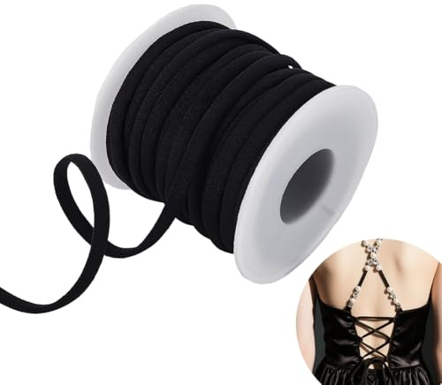 AHANDMAKER 10 m Damen Hochzeitskleid-Schlaufen 5mm Verstellbare Schnürung Raffhalter Für Hochzeits Brautkleider Kleiderkordel Hinten Korsettband Ersatz Für Ballkleider Hochzeitskleid-Zubehör Schwarz