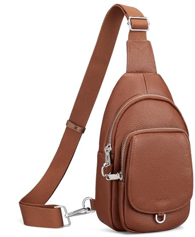 befen Echtleder Brusttasche Damen Klein, Leder Sling Bag RFID-Blockierung Crossbag für Frauen Schulterrucksack Vielseitige Diebstahlsicher Umhängetasche für Reisen Sport Arbeiten Einkaufen Braun