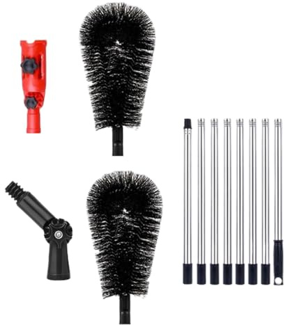 Cepillo para Limpiar Canalones,Cepillo De Limpieza De Tejados con Mango Telescópico - Sin Escalera Necesaria, de Alcance Largo de 3,2 m para Mantenimiento de Tejados y Eliminación de Residuos del
