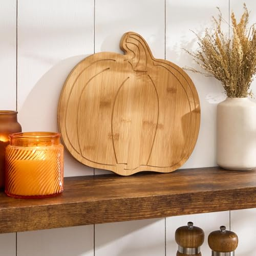 OHS Wooden Chopping Boards Pumpkin Bamboo Chopping Board Halloween Decorations Charcuterie Boards Serving Board for Cheese Snacks Food Prep Chopping Meat Vegetables Bread