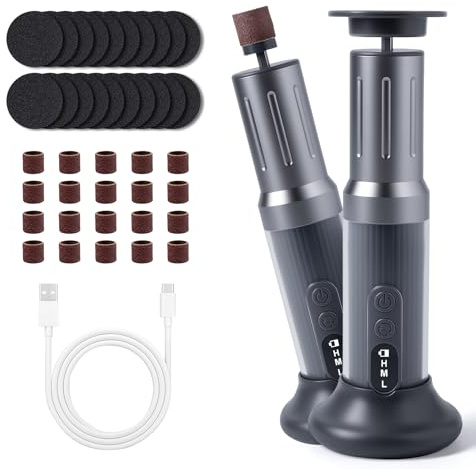 Carehabi Rapeuse pieds électrique 2 en 1, Ponceuse Pieds Electrique Avec 6 vitesses et affichage numérique et papier abrasif - - Pour enlever les callosités, Pour Hommes et femmes
