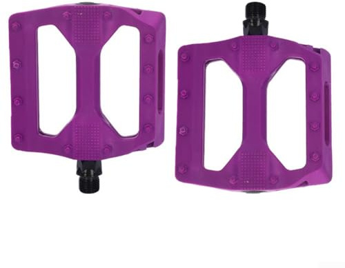 Pedales de bicicleta de montaña y carretera con agarre mejorado, fibra de nailon y eje de acero (morado)