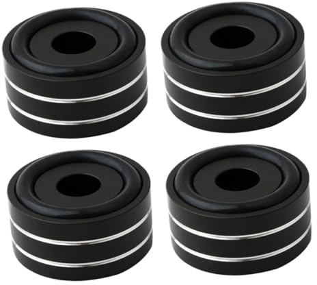 LIGIGWASH 4 pezzi Piedini Isolanti in Alluminio per Amplificatore Cuscinetti Antivibranti Neri con Ammortizzazione Elevata Supporto Vibrazione per Casse Acustiche e Dispositivi Audio