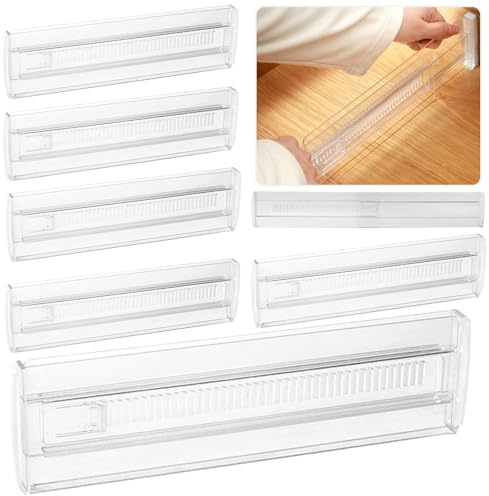 Calenxy 6 Stück Schubladentrenner 8cm Hohe,Schubladentrenner Verstellbar (28.5-50.5cm), Transparente Schubladenteiler für Schubladen Organizer,Schminktisch,Badezimmer,Küche