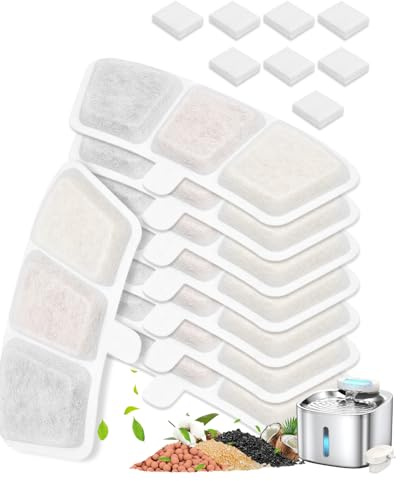 Haliya 16-pack filter för Oneisall kattfontän, trådlös, PW04 3,5 l dricksfontän för katt rostfritt stål, flerskikts högeffektiv filtrering, 8 kattfontänfilter med 8 skumfilter (8 + 8)