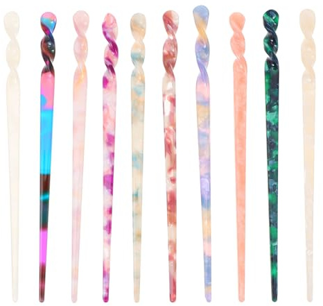 Alipis 10 Pezzi Bacchette per Chioma in Piastra di Acido Acetico Stile Vintage Unico, Accessori Pratici e Multifunzionali per Acconciature Casual e Cosplay da Donna Stile Casuale