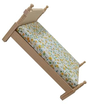 QUXVUIS Puppenhaus Miniatur Schlafzimmermöbel, Puppenbett, lustige Ergänzung für 112 Zoll Puppenhaus Miniaturbett, pädagogisches Spielspielzeug aus Holz für Kinder