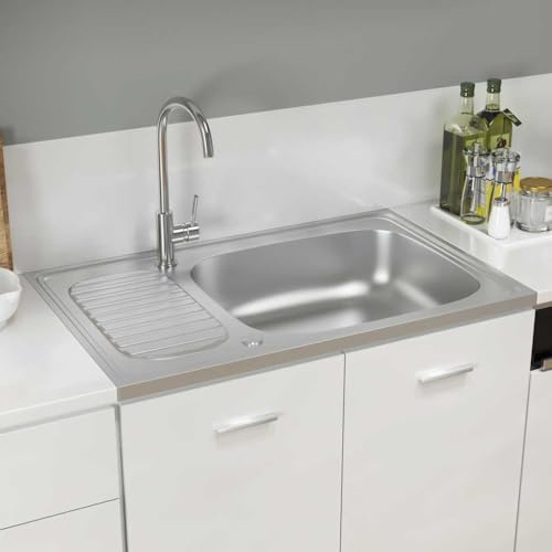 Genérico Fregadero de Cocina con escurridor Acero INOX 800x500x155 mm,Bricolaje,Fontanería,Piezas para fontanería,Lavabos y fregaderos,Fregaderos,147232