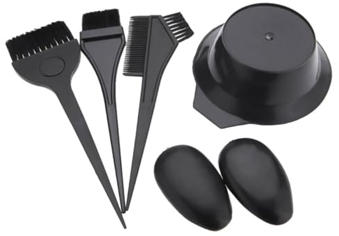 Kit de Peignes à Teinture pour Coiffure 5 Pièces Noir Pp | 2 Brosses, 1 Peigne, 1 Bol, 1 Paire de Protège-oreilles, Usage Maison et Coiffure Autonome