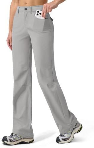 WILLIT Pantalon de randonnée pour femme - Séchage rapide - Léger - Imperméable - Protection UV UPF 50+ - Stretch - 74 cm - Avec 4 poches, gris argenté, 40