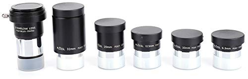 2X Barlow Lens with 6.3mm/10mm/12.5mm/20mm/32mm Plossl Eyepiece Set, 1.25 Inch Telescope Accessories for Orion, M42x0.75mm Thread for DSLR