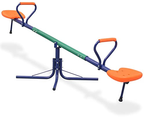 Ordellia Balancelle rotative à 360 ° orange en acier et plastique - 182 x 60 cm - Balançoire de jardin pour l'extérieur - Balançoire pour l'équilibre, la coordination, le mouvement et le plaisir de