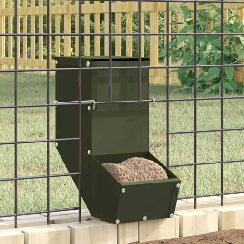 Mangloder Kaninfoder olivgrön av kallvalsat stål, 12,5 x 26 x 28,5 cm, 1 kg kapacitet, väggmonterad för inomhus- och utomhusbruk, väderbeständig, vattentät, enkel montering