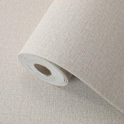 Trafagala 3 Roll Beige Peel and Stick Wallpaper 3D Textured Fabric-Like | Thick 3mm Wall Coverings Panel Self Adhesive Thermal Wallpaper Damp Proof Foil Backed Removable Vinyl Waterproof