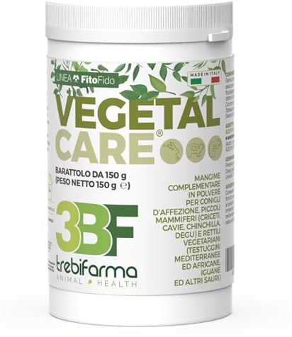 Trebifarma Vegetalcare Polvere per Conigli, Piccoli Mammiferi ed Erbivori – Supporto in Caso di Inappetenza e Digiuno – Mangime Complementare con Erba Medica, Curcuma, Tarassaco e Vitamina C - 150 g