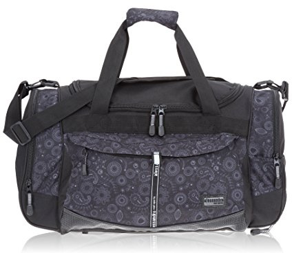 Sporttasche Alessandro/Elephant Mate Tasche 724 Black Flower 6 | Tasche Fitness Gym Gymbag Damen Herren Studio Yoga Sauna Sport Freizeit Weekend schwarz-grau