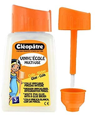 CLÉOPÂTRE Lot de 5 pots de colle Vinyl'école en 80 gr avec pinceau incorporé