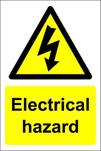 Warning Electrical hazard safety sign - Self adhesive sticker 200mm x 150mm