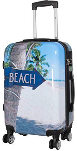 Warenhandel König Polycarbonat Hartschalen Koffer Trolley Reisekoffer Reisetrolley Handgepäck Boardcase Motiv PM (Summer Beach, Größe M)