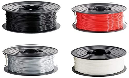 4kg 3D PLA Filament 1,75mm 4x je 1kg Spule Schwarz Rot Grau Weiß Vakuumiert