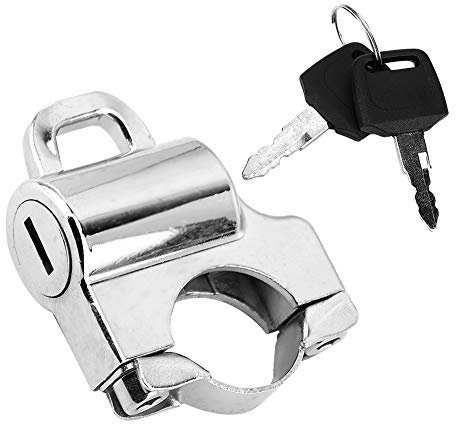 Aramox Motorradhelmschloss, 22 mm Universal -Lenker Motorradhelm Sicherheitsschloss Vorhängeschloss mit 2 Tasten (Elektroplatte)