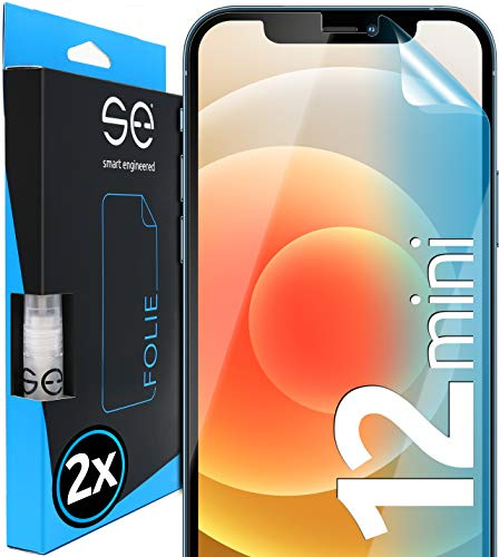 2x se® 3D SCHUTZFOLIE Transparent für Apple iPhone 12 Mini,Selbstheilend, 100% Fingerabdruck & FaceID kompatibel, einfache blasenfreie Installation, Ultra-Klar, Stoß-Kratzfest, aus Deutschland