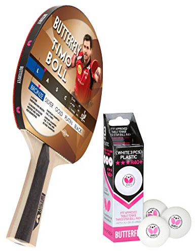 Butterfly® Timo Boll Bronze Tischtennisschläger | Tischtennis Racket Bat TT Hobbyschläger für ambitionierte Freizeitspieler | ITTF zertifizierter Addoy Belag | konkave Griffform | Holzfarbig