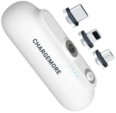 Chargeur de téléphone sans Fil - ChargeMore, Batterie Externe, Power Bank, 3000 mAh, Chargeur de Transport, Chargeur téléphone Voyage… (Blanc)