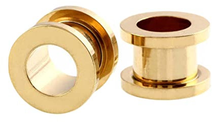 Mesnt 2 Stück Flesh Tunnel 22mm Edelstahl Ohr Tunnel Set 7/8 inch Goldener Reifen Piercing Plugs Tunnel Expander Stretching
