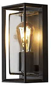 LED Außenwandleuchte Alu Schwarz, Laterne mit Bewegungsmelder, 26cm hoch
