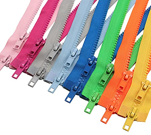 MebuZip 8 Stück 63 cm #5 Reißverschluss Kunststoff 2 Wege teilbar 5mm Reissverschluss für mantel Jacken, 8 Farben 2 Wege