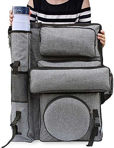 Art Portfolio Case, 4K Canvas Künstler Rucksack, wasserdichte Kunst Tragetasche Künstler Studenten Reisetasche Organizer für Zeichenbrett Skizzieren Werkzeuge, grau
