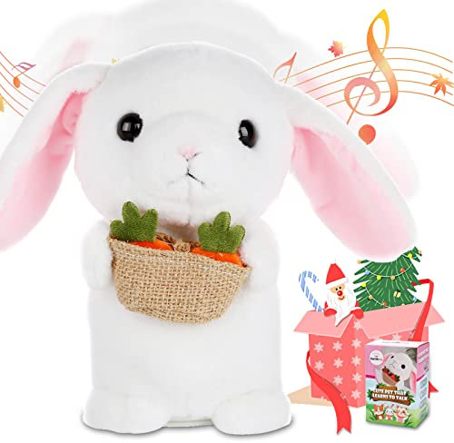 SWTOIPIG Sprechen wiederholt, was Sie Sagen, interaktives elektronisches Plüsch-Stofftier Kaninchen,tanzendes und zitterndes Spielzeug, animiertes Spielzeug-Haustier-Geschenk für Kinder