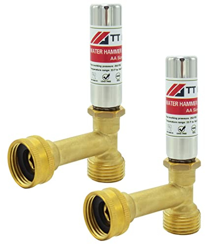 TT FLEX Stainless Steel Water Hammer Arrestor 3/4 Inch Swivel FHT x 3/4 Inch MHT For Washing Machine and garden hose water pipe