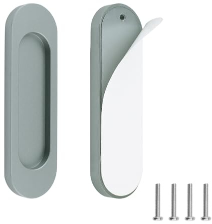 MOROBOR Selbstklebende ovale Schiebetürgriffe, 2 Stück Aluminiumlegierung, bündiger Zugstanzer-freier Griff für Schiebetüren, Fensterschränke (Mattgrau, 100 mm)