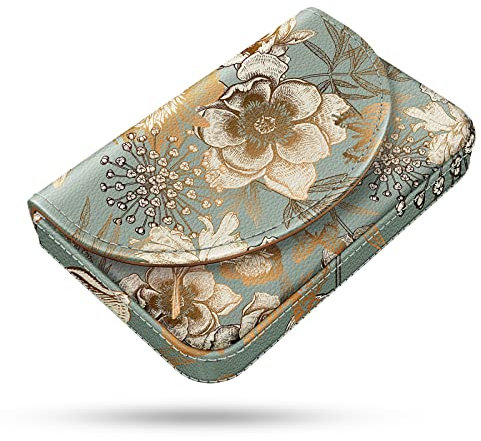xiviers Visitenkartenhalter, PU-Leder, Visitenkartenetui, Farbdruckmuster, Kartenhalter, Brieftasche, Taschen, magnetische Kreditkartenhalter für Männer und Frauen, goldene Blume