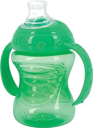 Nuby Vaso antiderrames de dos asas para agarre y sorbo, 8 onzas (1 paquete, verde)
