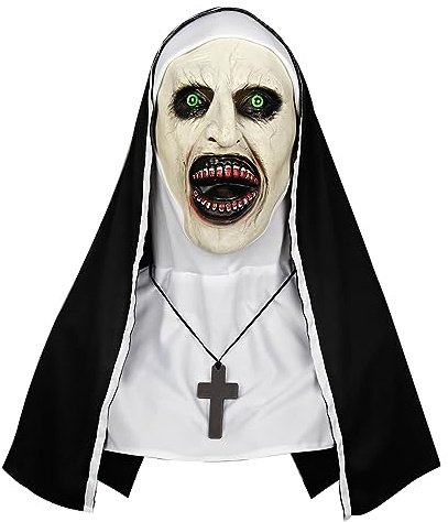keland Máscara de Monja Máscara de Halloween Horror Máscara de Látex para Cosplay (Estilo-B)