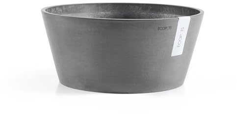 Ecopots Blumentopf Frankfurt - Grau - Durchmesser Ø 40 cm rund groß - Pflanzentopf aus Recycling Kunststoff - Übertopf modern für Indoor und Outdoor