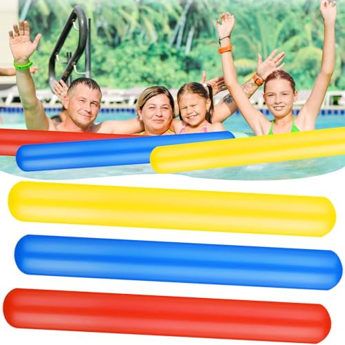 Schwimmnudel Für Kinder, 105 * 15Cm Poolnudeln, Aufblasbare Schwimmer-Poolnudel, Schwimmnudel Float Spielzeug Für Kinder Und Erwachsene,Erhältlich In Einer Reihe Von Farben(Rot,Gelb,Blau)