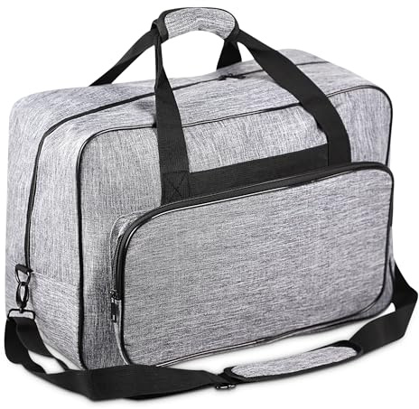 WENLISELL Borsa per macchina da cucire, 45,7 cm, con tasche e manici, custodia universale per macchina da cucire, Grigio, 46 cm, moderno