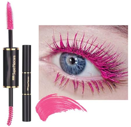 Mascara Doppelkopf Wasserfest, Farbige Wimperntusche Volumen Und Länge, Langanhaltendes Mascara Set - Kreieren Sie Ein Bezauberndes 3D-Augen-Make-up(06#PINK)