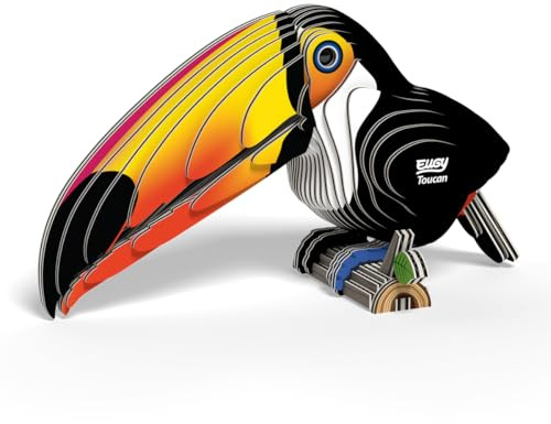 EUGY 650115 Tukan, 3D Tier-Puzzle für Kinder und Erwachsene zum Zusammenbauen, DIY Tierfigur, Bastelset ab 6 Jahren