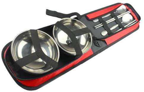 Picknick-Set Organizer | Camping-Besteck-Set | tragbares Reiseutensilien-Set | leichte Leinwand und Polyester-Aufbewahrung, stilvoll und tragbar für Mahlzeiten im Freien und Abenteuer