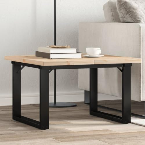 Tidyard Couchtisch Beistelltisch Sofatisch Küchentisch Wohnzimmertisch Tisch Kaffeetisch Teetisch Teetisch Speisetisch Stubentisch O-Gestell 70x70x40,5cm Massivholz Kiefer & Gusseisen