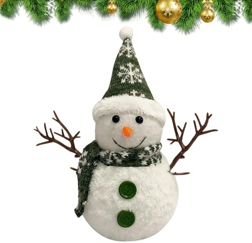 Pupazzo di neve a LED, decorazioni natalizie pupazzo di neve | Figura di pupazzo di neve in peluche con luce natalizia | Decorazione da tavolo di Natale, statuetta da tavolo pupazzo di neve con