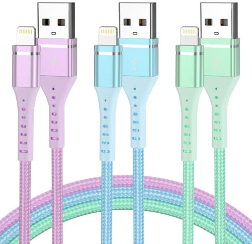 iPhone Charger Cable 3Pack 1M/3FT,MFi Certified Lightning Cable Fast Charging iPhone Cables Nylon Braid Phone Charger USB Lightning Cable Compatible with iPhone 14 13 12 11 Pro Max XS XR X 8 7 SE