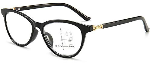 KOOSUFA Damen Gleitsichtbrille Progressive Multifokus Lesebrille Cateye | Intelligente Gleitsicht, Anti-Blaulicht, Katzenaugen, Kunststoff, Hornbrille Lesehilfe, 1,0 1,5 2,0 2,5 3,0 3,5