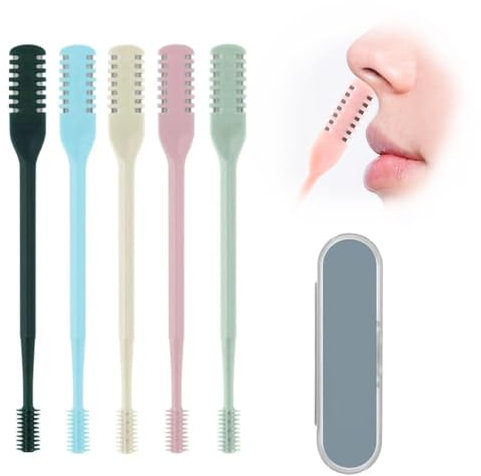Taglia Peli Naso,5 PCS Taglia Peli Naso 2 in 1 Doppia Faccia Nose Trimmer Manuale con Rotante Tagliapeli Nasale Portatile per Uomini e Donne Epilatore Nasale Sicuro e Preciso